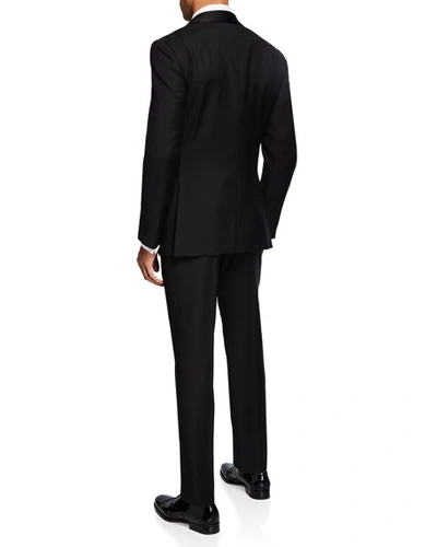 Shop Ermenegildo Zegna Men's Shawl-collar Two-piece Wool Tuxedo In Black
