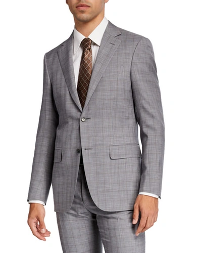 Shop Canali Men's Plaid Wool-silk Two-piece Suit In Gray