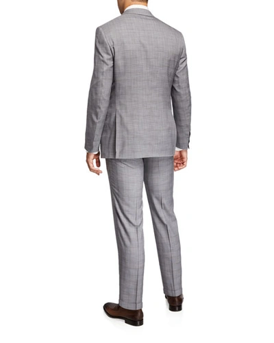 Shop Canali Men's Plaid Wool-silk Two-piece Suit In Gray