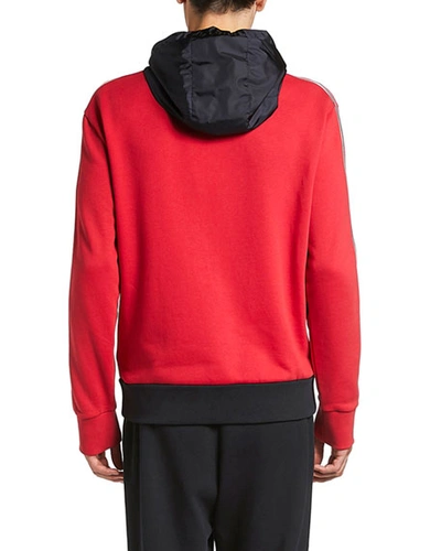Shop Moncler Men's Colorblock Zip-front Hooded Cardigan In Red