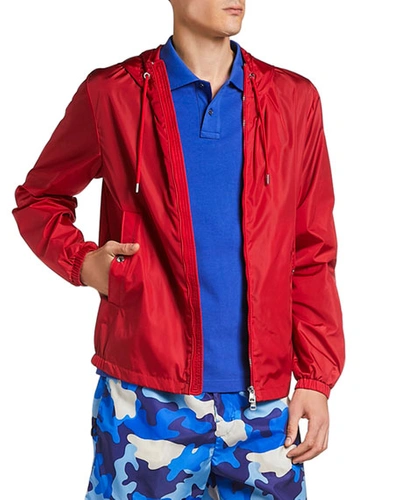 Shop Moncler Men's Grimpeurs Lightweight Wind-resistant Jacket In Red