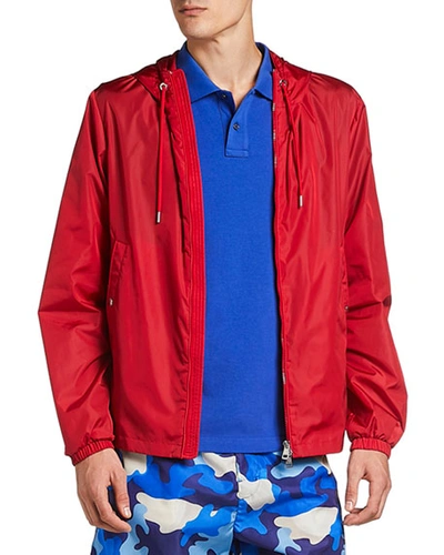 Shop Moncler Men's Grimpeurs Lightweight Wind-resistant Jacket In Red