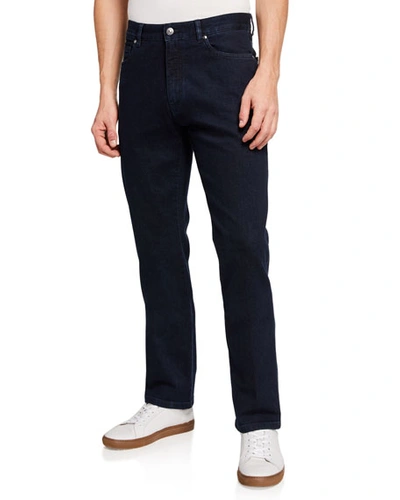 Shop Ermenegildo Zegna Men's Dark-wash Straight-leg Regular-fit Jeans In Blue