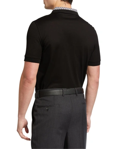 Shop Ferragamo Men's Gancini-collar Polo Shirt In Black
