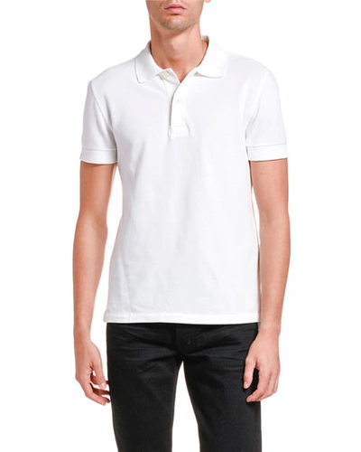 Shop Tom Ford Men's Solid Tennis Pique Polo Shirt In White