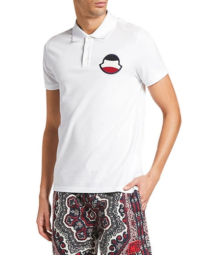 Shop Moncler Men's Logo-patch Polo Shirt In White