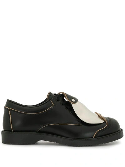Comme Des Garçons Homme Deux Contrasting-panel Lace-up Shoes In Black