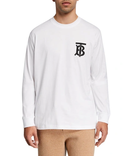 Shop Burberry Men's Atherton Tb Long-sleeve Shirt In White