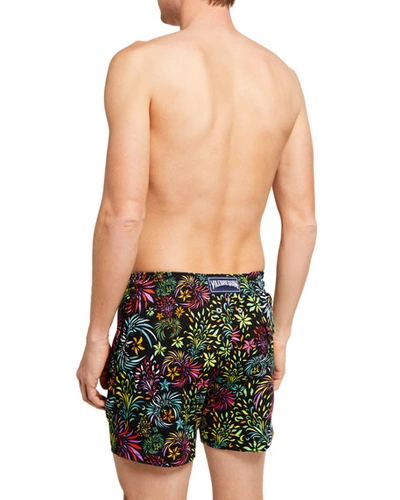 Shop Vilebrequin Men's Moorise Evening Birds Spx Swim Trunks In Noir