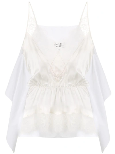 Shop Mm6 Maison Margiela Lace-trim Camisole In White