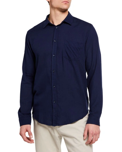 Shop Rails Men's Wyatt Solid Cotton Sport Shirt In Indigo