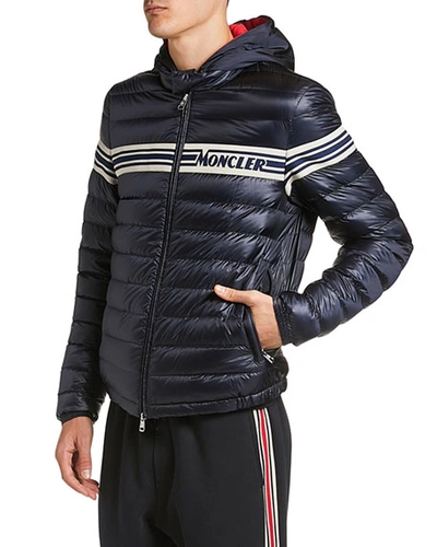 Shop Moncler Men's Renald Zip-front Puffer Coat In Navy