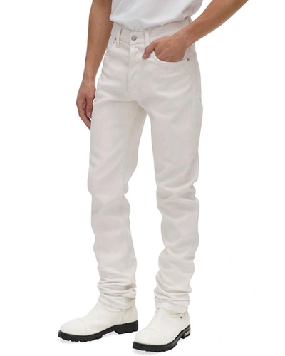 Shop Helmut Lang Men's High-rise Straight-leg Jeans In White