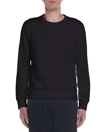 Shop Fendi Men's Ff Embossed Sweatshirt In Black