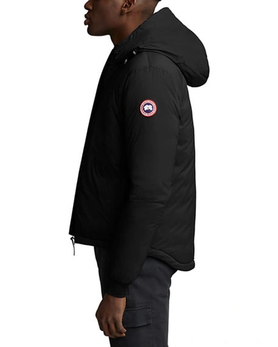 Shop Canada Goose Men's Lodge Zip-front Hoodie Puffer Coat In Black