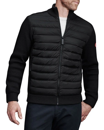 Shop Canada Goose Men's Hybridge Knit-sleeve Puffer Jacket In Black