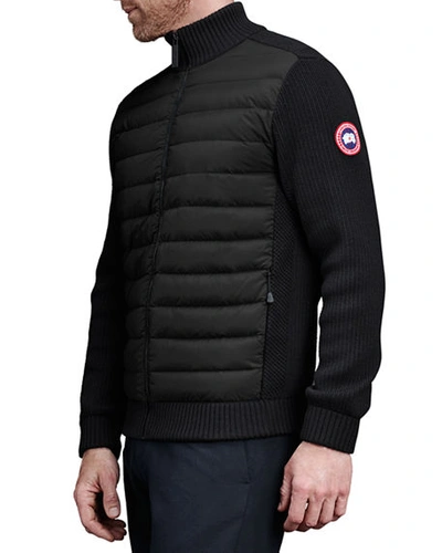 Shop Canada Goose Men's Hybridge Knit-sleeve Puffer Jacket In Black