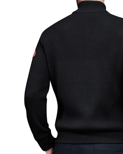 Shop Canada Goose Men's Hybridge Knit-sleeve Puffer Jacket In Black