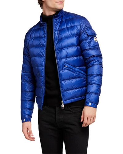 Shop Moncler Men's Agay Down Quilted Jacket In Blue