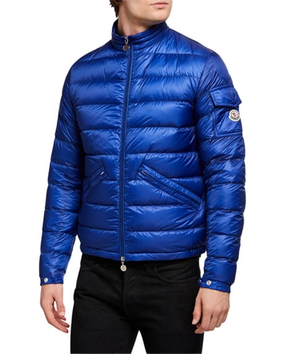 Shop Moncler Men's Agay Down Quilted Jacket In Blue