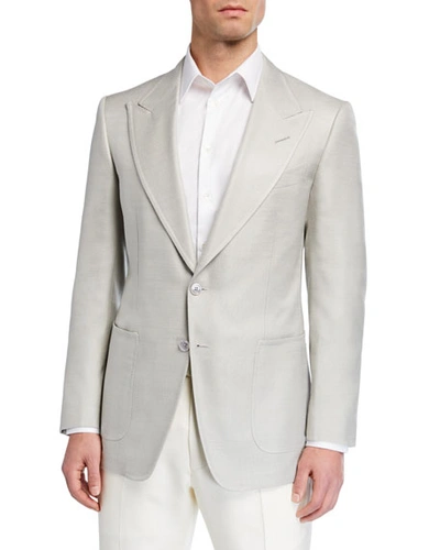 Shop Tom Ford Men's Shelton Silk Canvas Sport Jacket In Gray