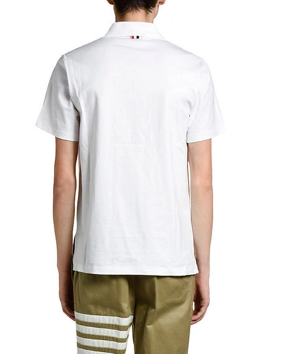 Shop Thom Browne Men's Relaxed-fit Polo Shirt In White