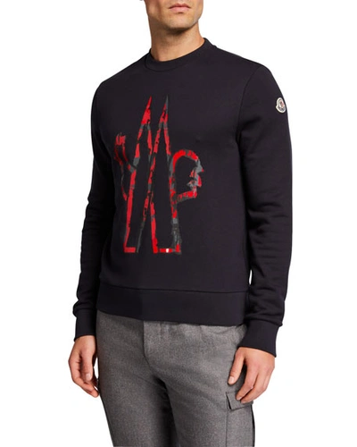 Shop Moncler Men's Logo Graphic Sweatshirt In Navy