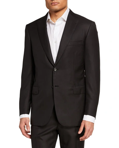 Shop Brioni Men's Brunico Essential Virgin Wool Two-piece Suit In Black