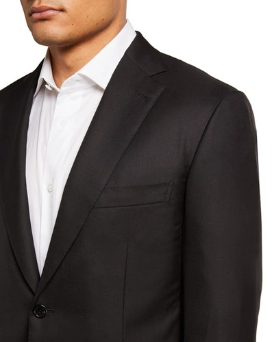 Shop Brioni Men's Brunico Essential Virgin Wool Two-piece Suit In Black