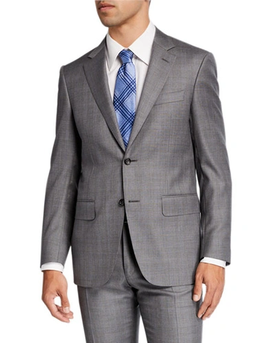 Shop Canali Men's Windowpane Wool Two-piece Suit In Gray