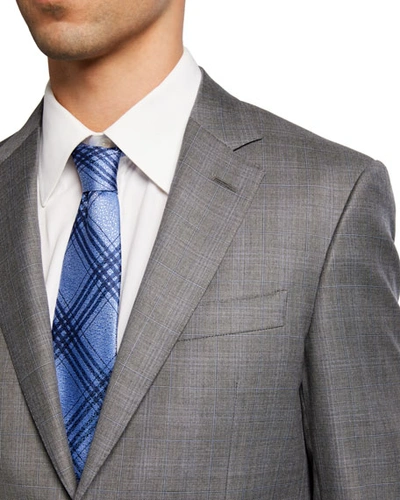 Shop Canali Men's Windowpane Wool Two-piece Suit In Gray