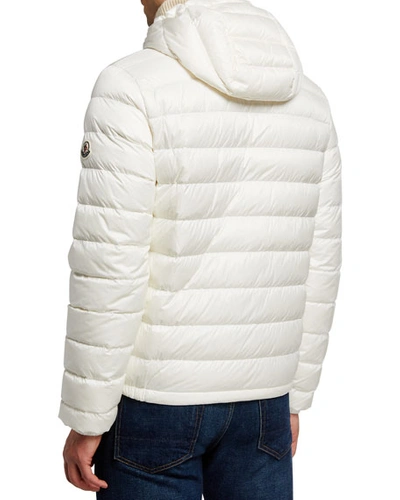 Shop Moncler Men's Kourou Logo-stripe Puffer Jacket In White