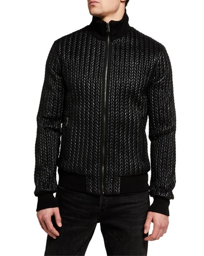 Shop Dolce & Gabbana Men's Quilted Zip-front Bomber Jacket In Black