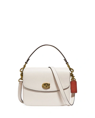 Shop Coach Pebbled Leather Flap-top Chain Crossbody Bag In White
