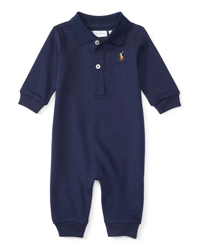 Shop Ralph Lauren Pima Polo Coverall In Navy