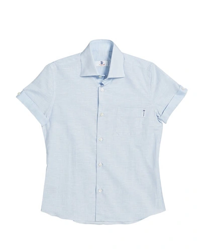 Shop Stefano Ricci Kids' Striped Short-sleeve Shirt In Light Blue