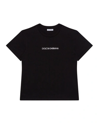 Shop Dolce & Gabbana Kid's Logo Short-sleeve T-shirt In Black