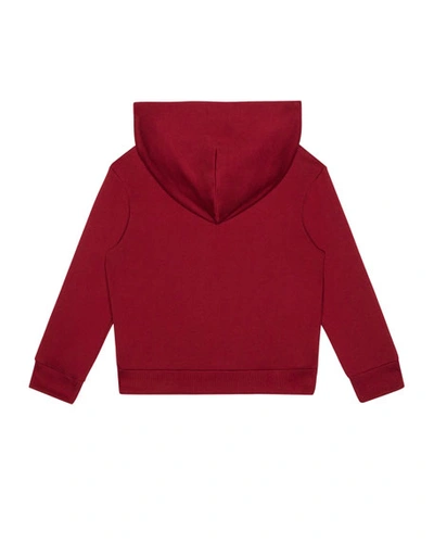 Shop Dolce & Gabbana Kid's Logo Patch Zip-up Hooded Jacket In Dark Red