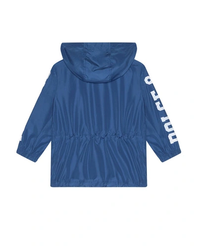 Shop Dolce & Gabbana Kid's Summer Smile Logo Parka In Blue