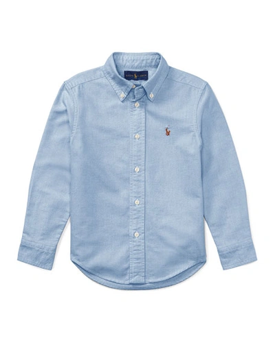 Shop Ralph Lauren Boy's Oxford Sport Shirt In Blue