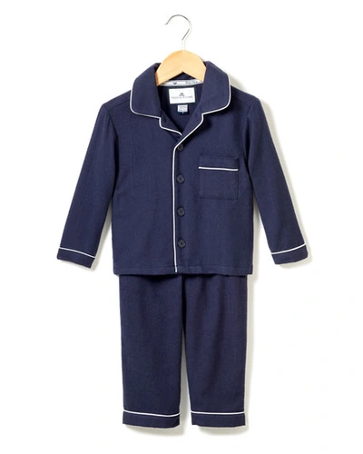 Shop Petite Plume Classic Flannel Pajama Set In Navy