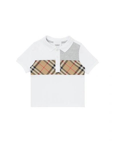 Shop Burberry Jeff Contrasting Polo W/ Check Chest In White