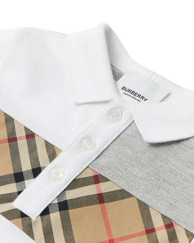 Shop Burberry Jeff Contrasting Polo W/ Check Chest In White