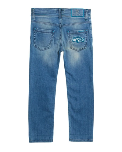 Shop Stefano Ricci Kids' Denim Sport Trousers In Blue1