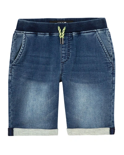 Shop Joe's Jeans Boy's Knit Denim Shorts In Blue