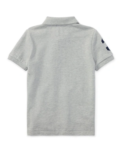 Shop Ralph Lauren Boy's Big Pony Pique Knit Polo In Gray