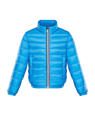 Shop Moncler Boy's Tarn Quilted Stand-collar Jacket In Blue