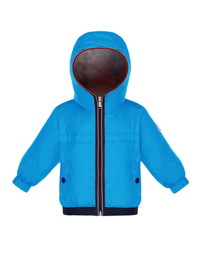 Shop Moncler Hooded Nylon Jacket In Blue