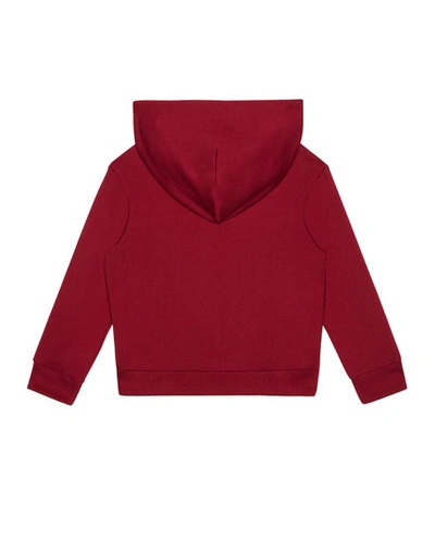 Shop Dolce & Gabbana Kid's Logo Patch Zip-up Hooded Jacket In Dark Red