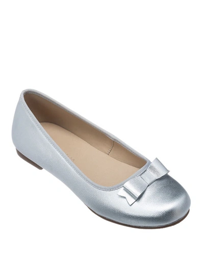 Shop Elephantito Girl's Camille Metallic Leather Flat, Toddler/kids In Silver
